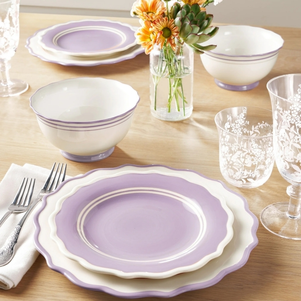 💕 The Pioneer Woman Ainsley Iris and Cream Ceramic Dinnerware Set
